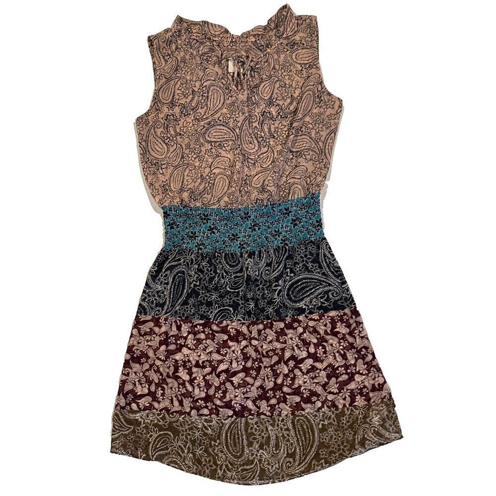 Womens Cabi Sleeveless Dani Paisley Tiered smocked waist Dress Sleeveless Size S - Picture 4 of 13